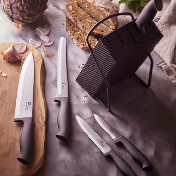 Bloc Couteaux 6 Pièces Manche Soft Noir Essentiels - PRADEL