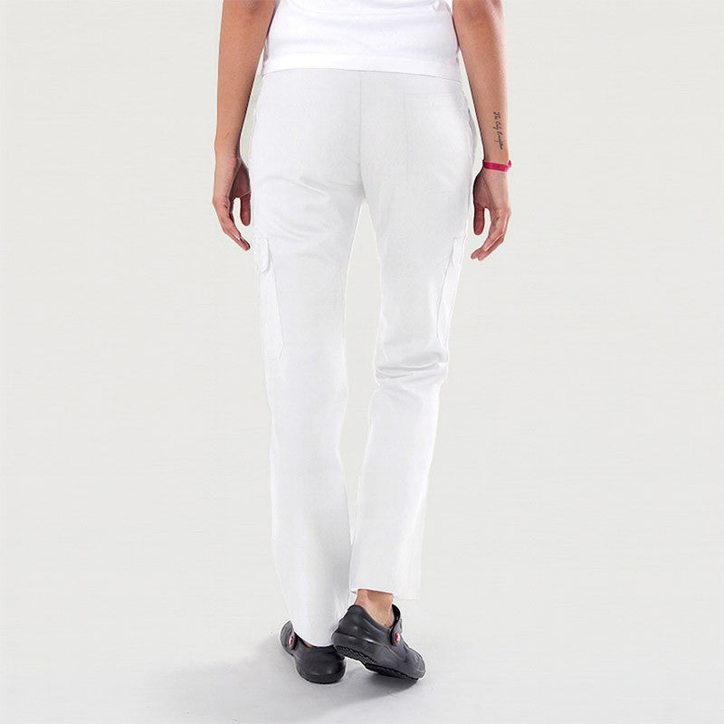 Pantalon de Cuisine Femme Poches Latérales Blanc - MANELLI