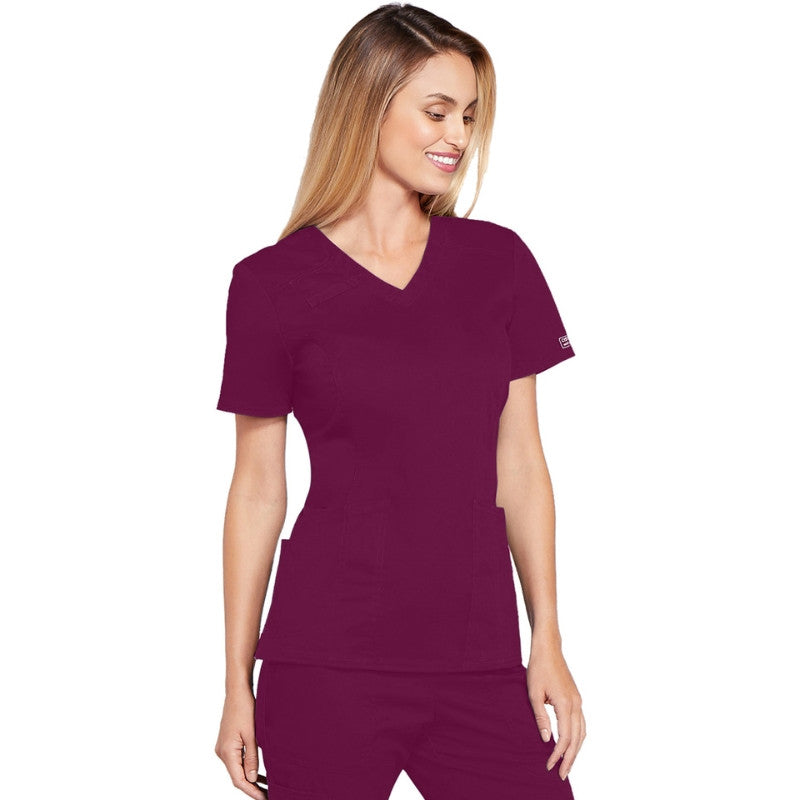 Blouse Médicale Femme Manches Courtes Core Stretch – CHEROKEE - Bordeaux