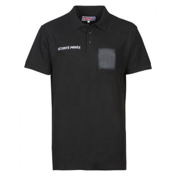 Polo de Sécurité Privée Sérigraphie Rétro Réfléchissante Coton noir - CITYGUARD