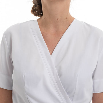 Encolure Blouse Esthéticienne Femme Lorraine Blanche Made in France - MANELLI