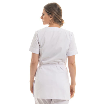 dos Blouse Esthéticienne Femme Lorraine Blanche Made in France - MANELLI