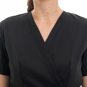 Encolure Blouse Esthéticienne Femme Lorraine Noire Made in France - MANELLI