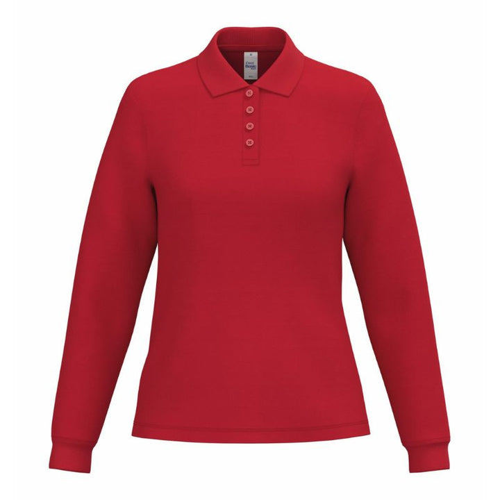 Polo de Service Piqué Femme Manches Longues rouge