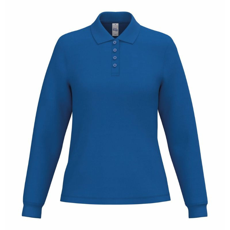 Polo de Service Piqué Femme Manches Longues bleu royal