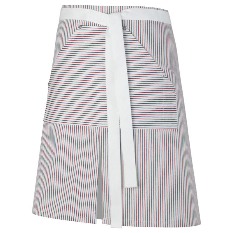 Tablier de Cuisine Demi Chef Jolien rayé rouge et bleu – ROBUR