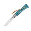 Couteau de Poche Lame Inox + Lien Cuir Manche Bois Turquoise - OPINEL