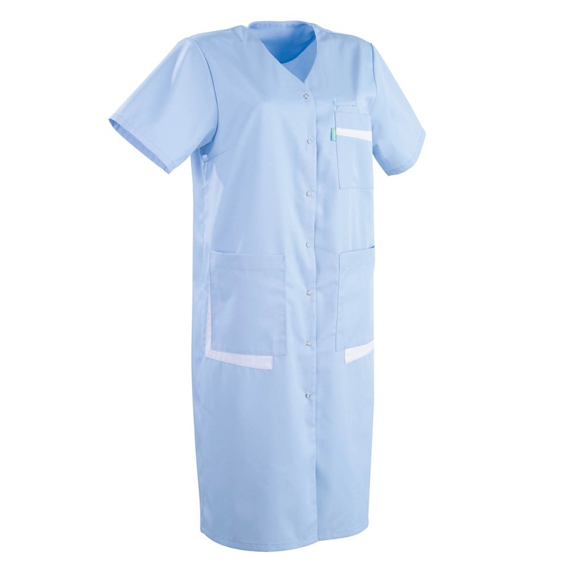 Blouse medicale longue bleue manches courtes pas cher confort