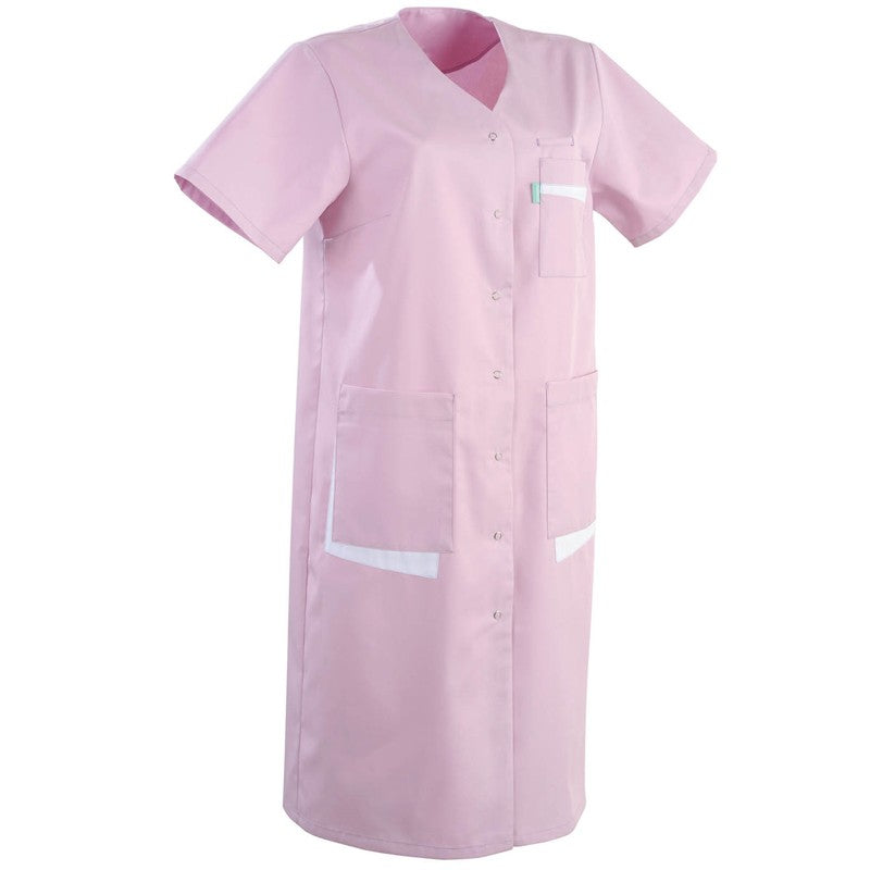 Blouse medicale longue rose manches courtes promotion confortable