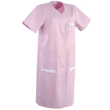 Blouse medicale longue rose manches courtes promotion confortable