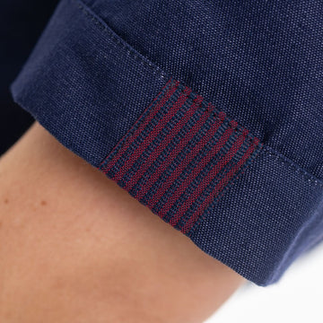 détailn veste de cuisine femme manches courtes