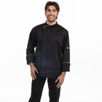 Veste de Cuisine Homme Noir Liseré Couleur Grande Taille - MANELLI - 7