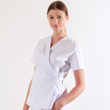 Blouse estheticienne blanche bouton