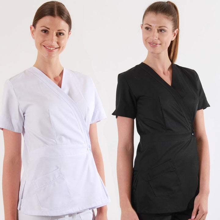 Blouse estheticienne blanche et noire