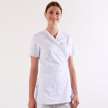 Blouse estheticienne longue blanche