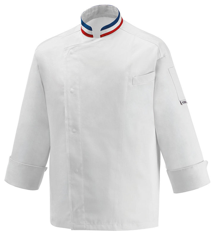 Veste de Cuisine Blanche Tricolore, manche longue pour professionnel et particulier