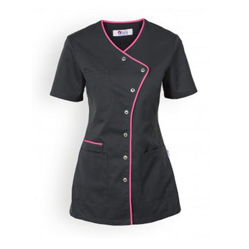 Blouse medicale lisere long rose femme manches courtes promotions confortables  pas cher