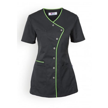 Blouse medicale lisere long vert femme manche courte promotion confortable  pas cher