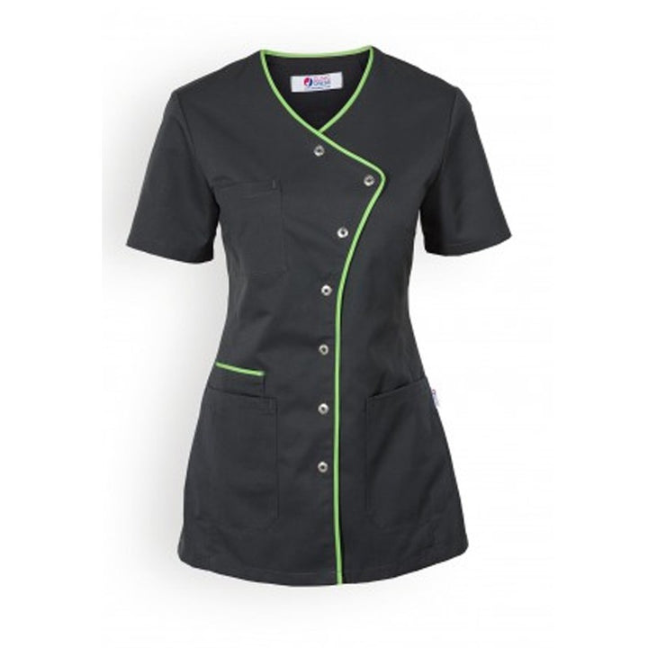 Blouse medicale lisere long vert femme manche courte promotion confortable  pas cher