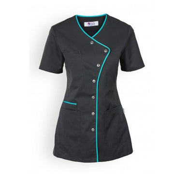 Blouse medicale lisere long bleu femme manche courte promotions confortables  pas cher