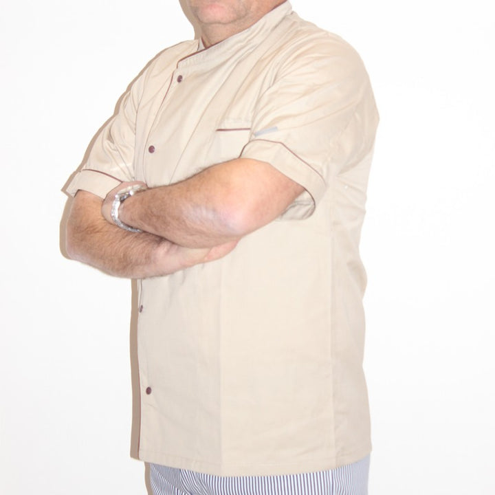 Veste de cuisine chocolat beige