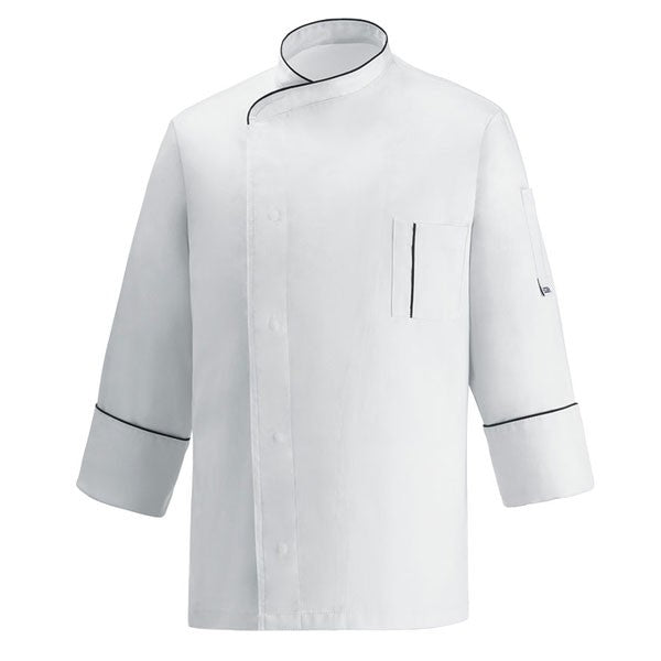 Veste de Cuisine microfibre blanche liseré noir