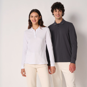 polo de travail gris manches longues - Ideal basic 