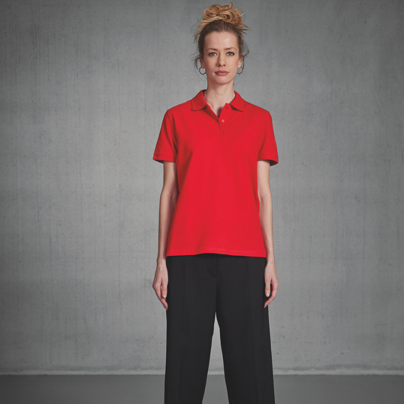 polo de travail femme rouge manches courtes 