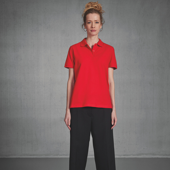 polo de travail femme rouge manches courtes 
