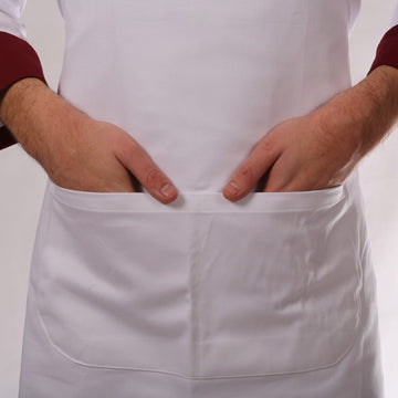 Tablier blanc de cuisine deux poches
