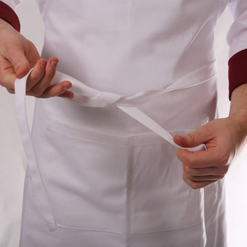 Tablier blanc de cuisine deux poches