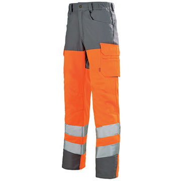 Pantalon haute visibilité fluo ORANGE HIVI/ACIER Homme pas cher
