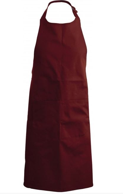 Tablier a bavette couleur bordeaux