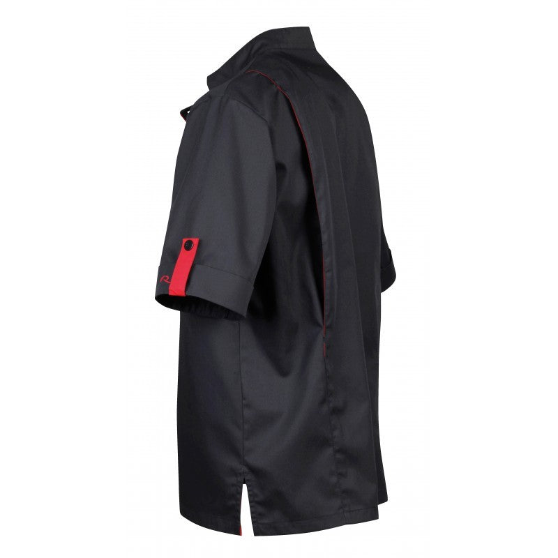 Veste de boucher noire liseré rouge Robur poche à stylo
