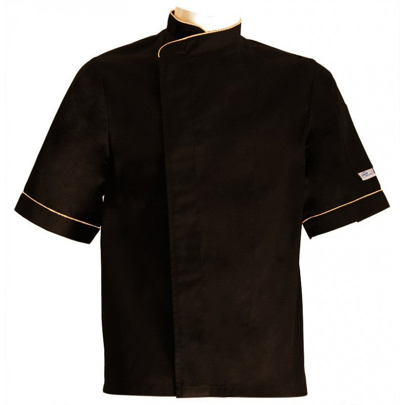 Veste de Cuisine Noire Liseré Beige