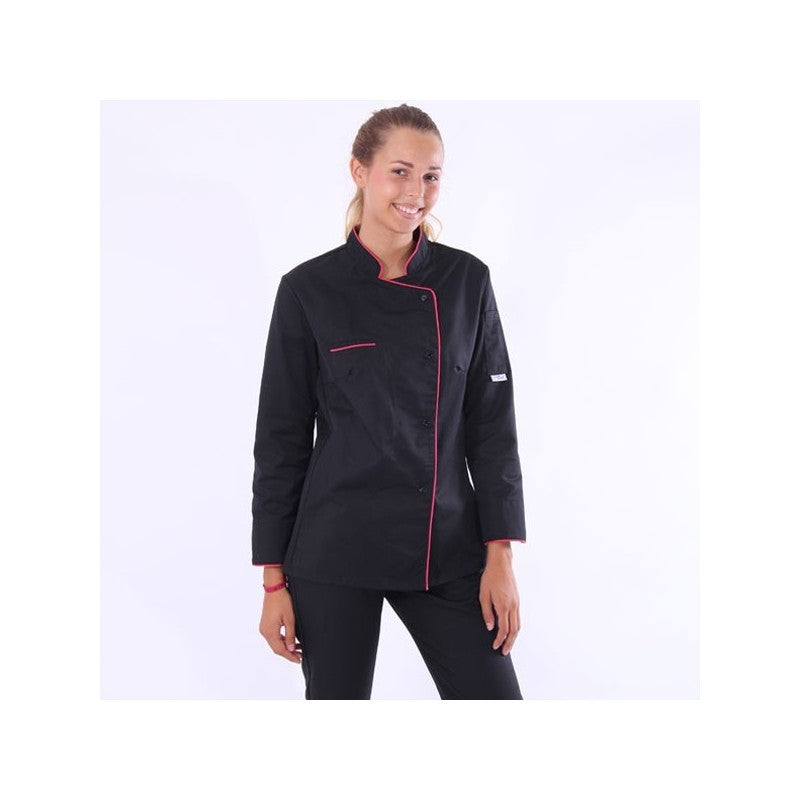 Veste de cuisine femme liseré fushia Elisa - ML déstockage 