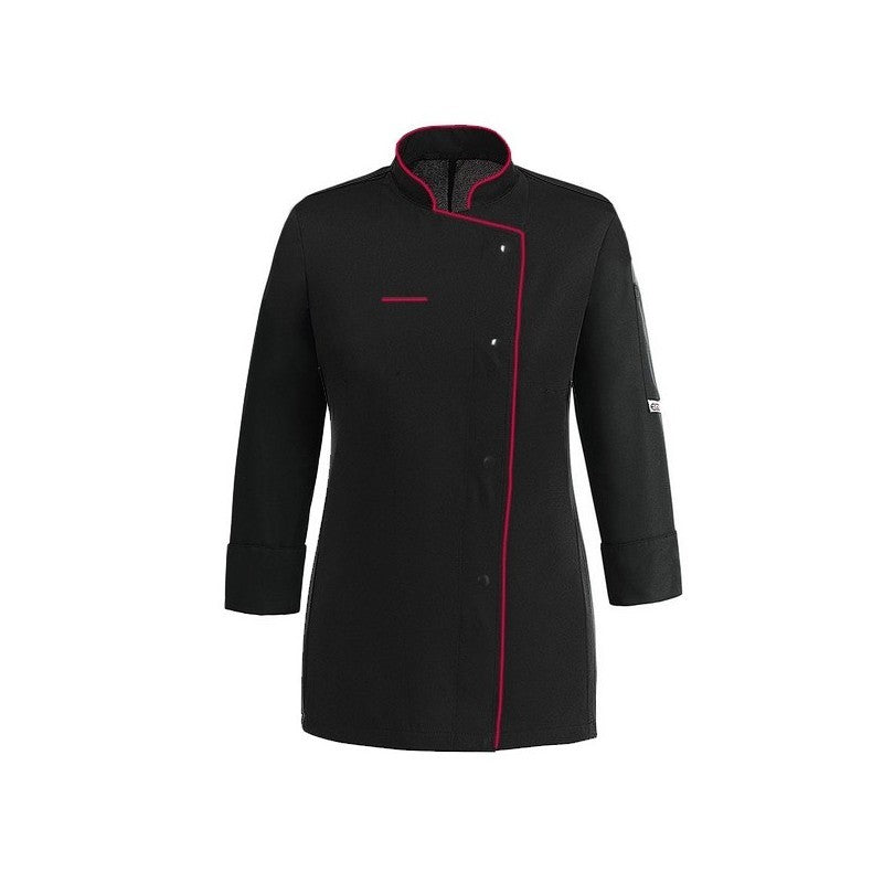 Veste de cuisine femme liseré fushia Elisa - ML déstockage 