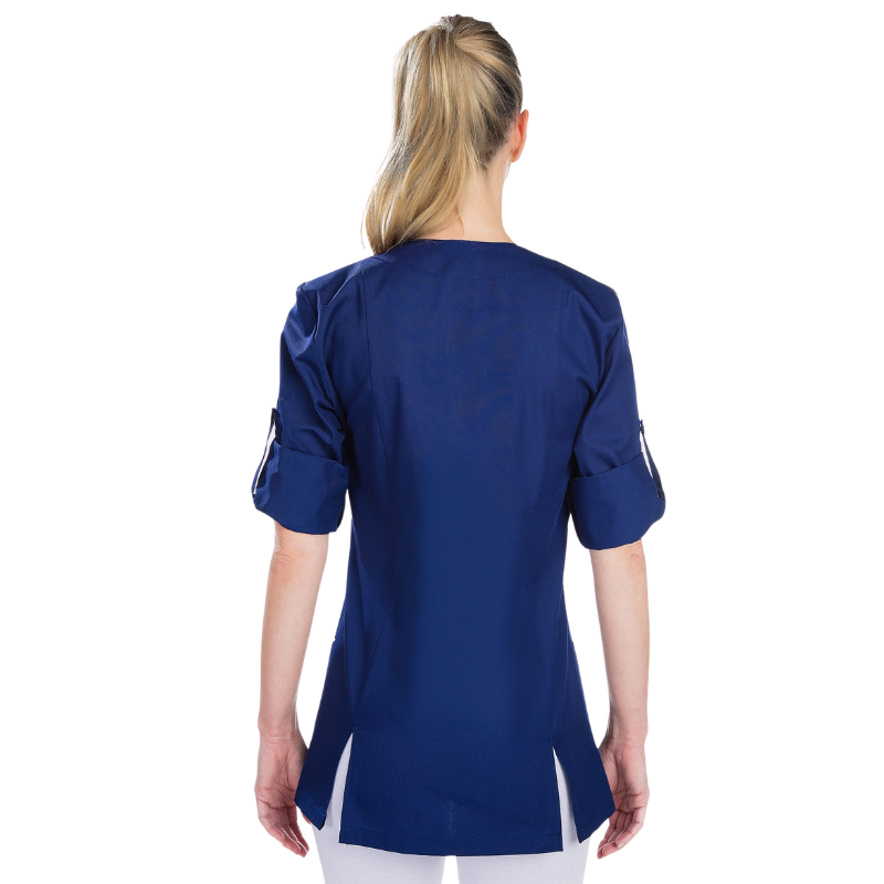 Tunique médicale femme manches longues ANAIS RÉMI marine et blanc - 2