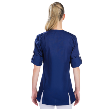 Tunique médicale femme manches longues ANAIS RÉMI marine et blanc - 2