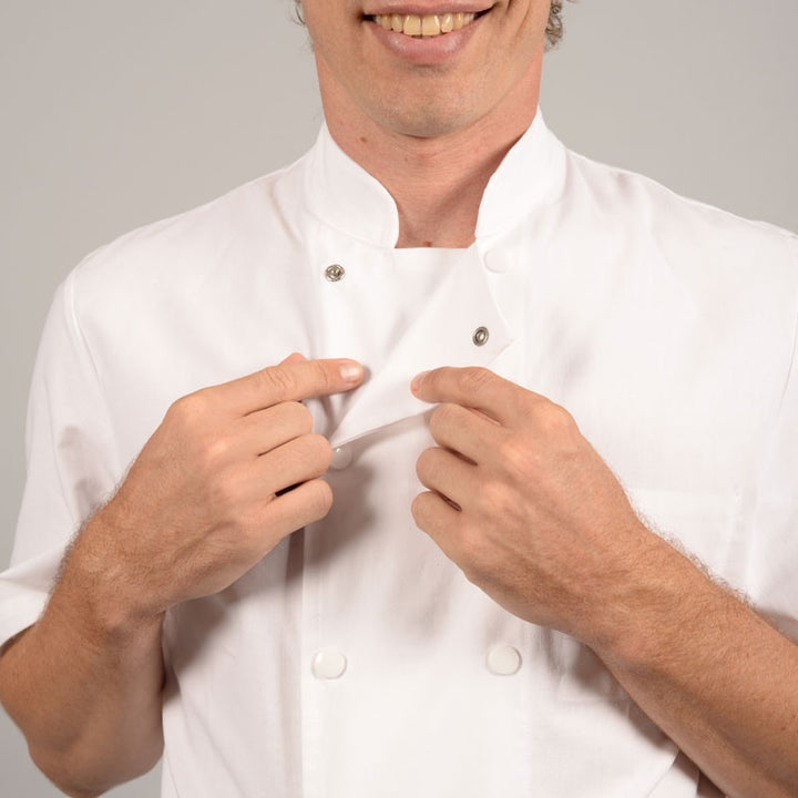 Veste de Cuisine Coton 100% Toile zoom, boutons à attacher