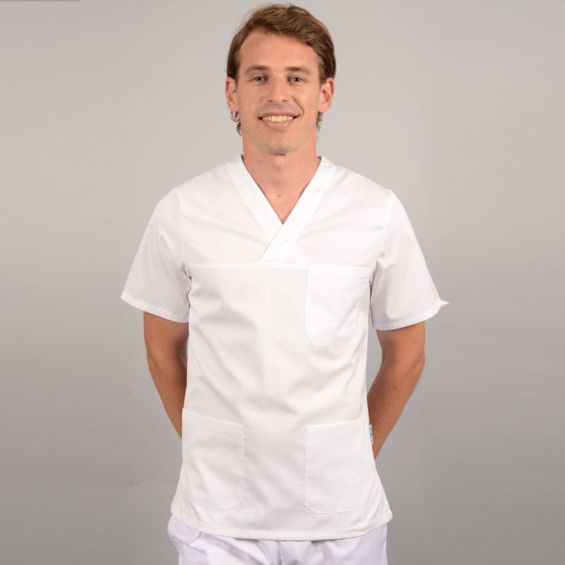 Tunique Medicale blanche Col V aérée face