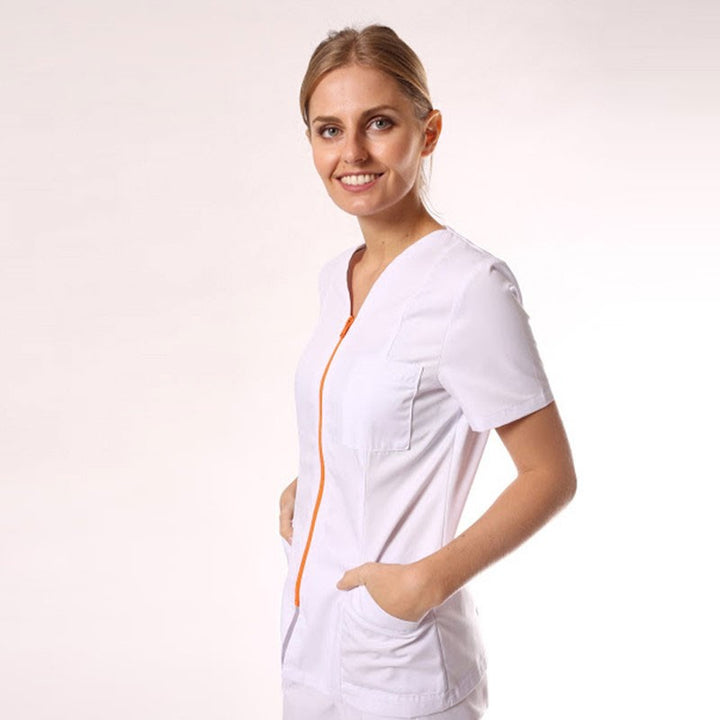 Blouse médicale fermeture éclaire couleur manches courte promo confortables pas cher