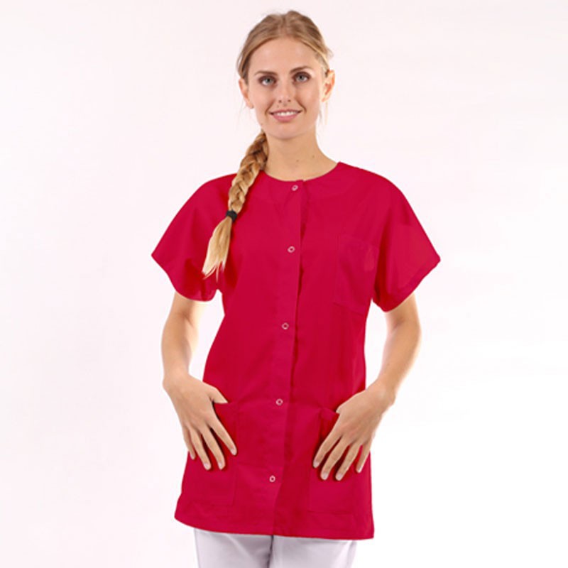 Blouse médicale rose femme manches courtes promotions confortables pas cher