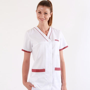 Tunique médicale 2ALE blanc & rose cassis