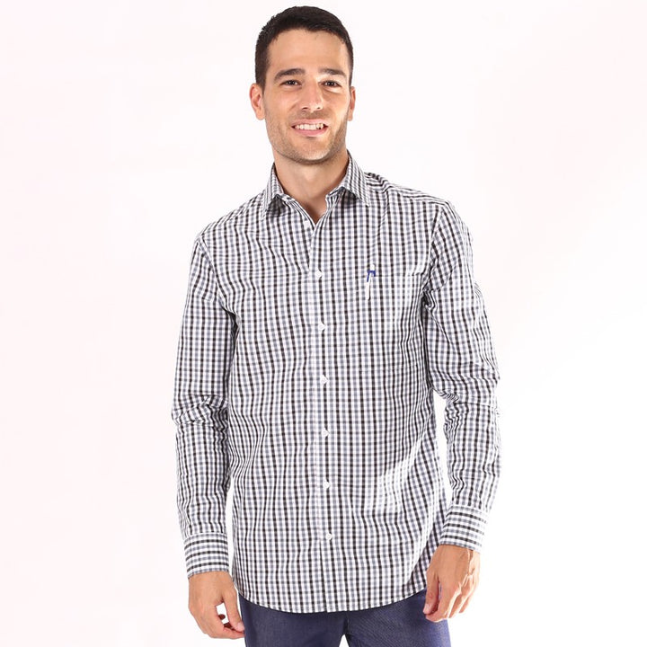 Chemise de serveur à carreaux blanc/gris/noir