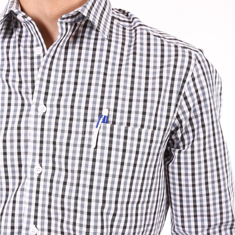 Chemise de serveur à carreaux blanc/gris/noir