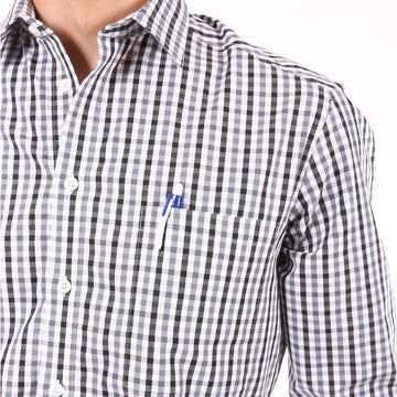 Chemise de serveur à carreaux blanc/gris/noir