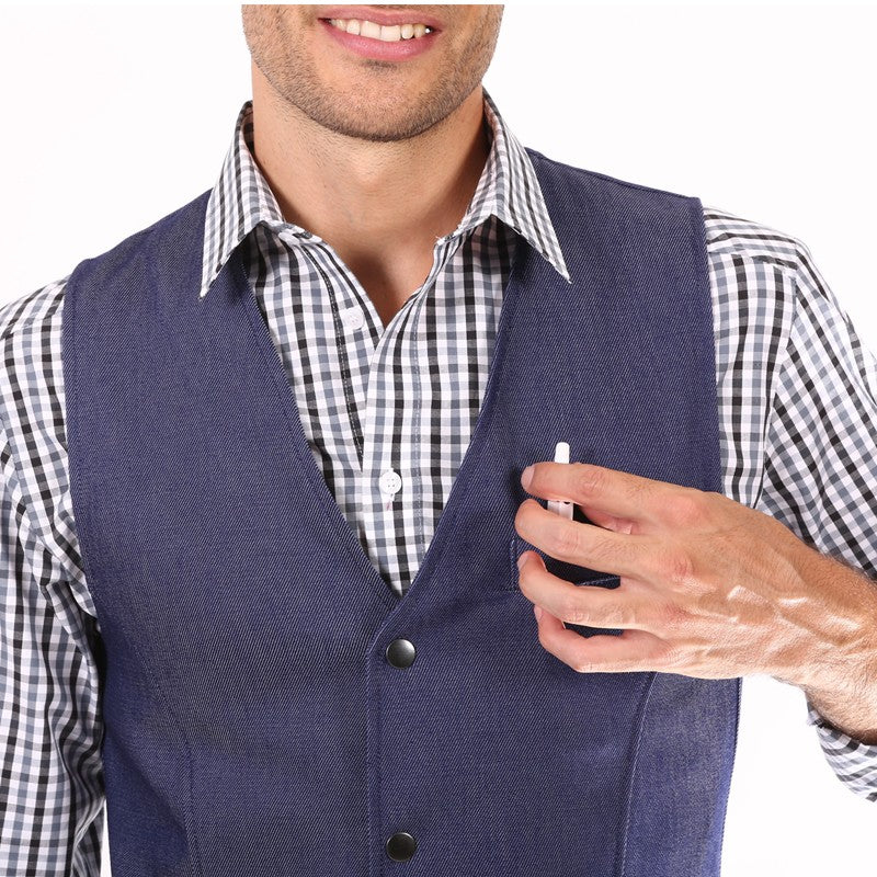 Chemise de serveur à carreaux blanc/gris/noir