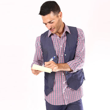 Chemise de serveur à carreaux bleu/rouge/blanc