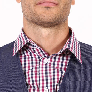 Chemise de serveur à carreaux bleu/rouge/blanc